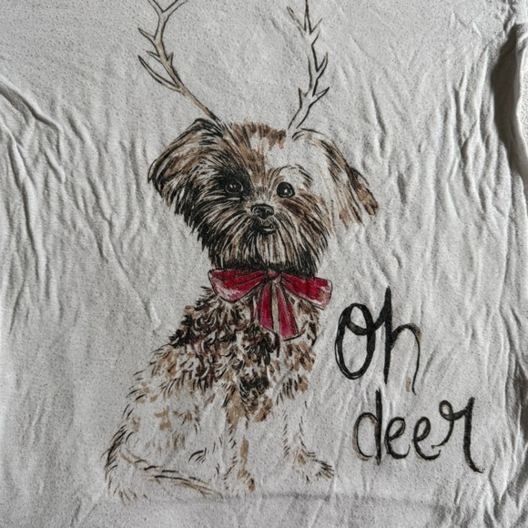 DELIA’S WHITE “OH DEER” CHRISTMAS GRAPHIC CREWNECK LONG SLEEVE TOP SIZE XS - Picture 4 of 6